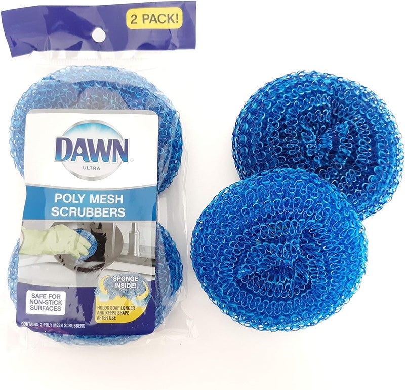 Dawn Scrubbers, Set of 4 Durable Non-Scratch Poly Mesh Scrubbies for Washing Dishes (2 Packages of 2) - Image 1